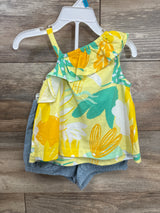 NEW Carter's 2pc Off The Shoulder Top & Chambray Shorts Set Yellow sz 24m