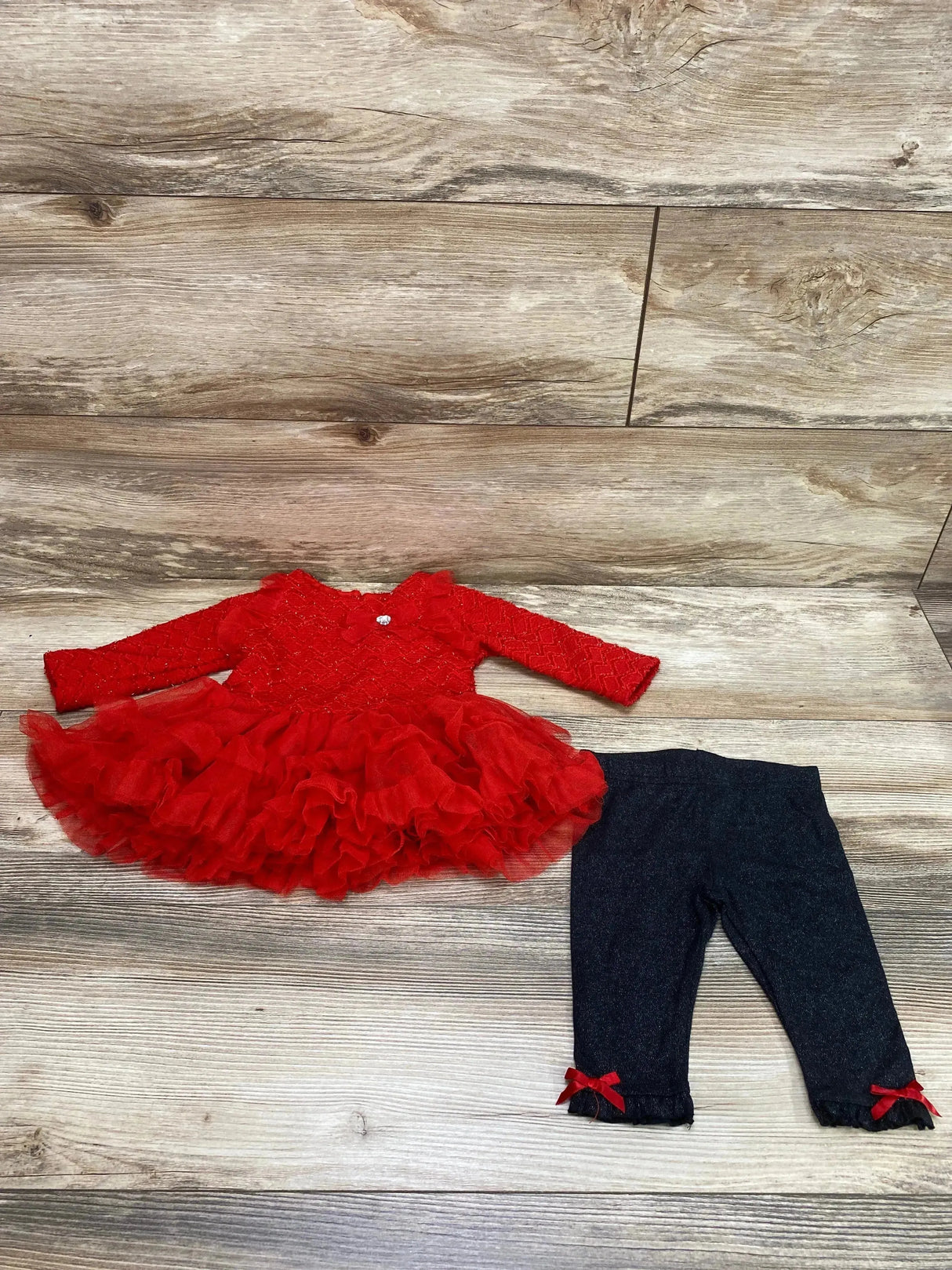 Nannette Baby 2pc Tutu Dress & Leggings Red sz 3-6m