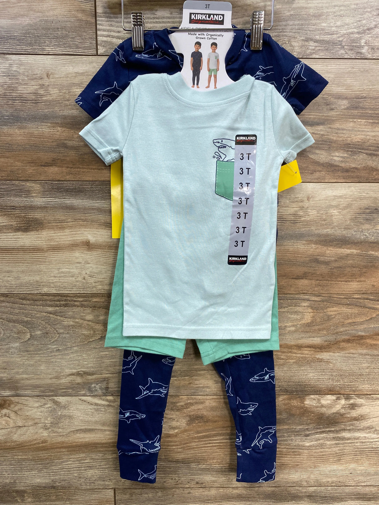 Kirkland 4pk Shark Print Pajama Set Blue sz 3T
