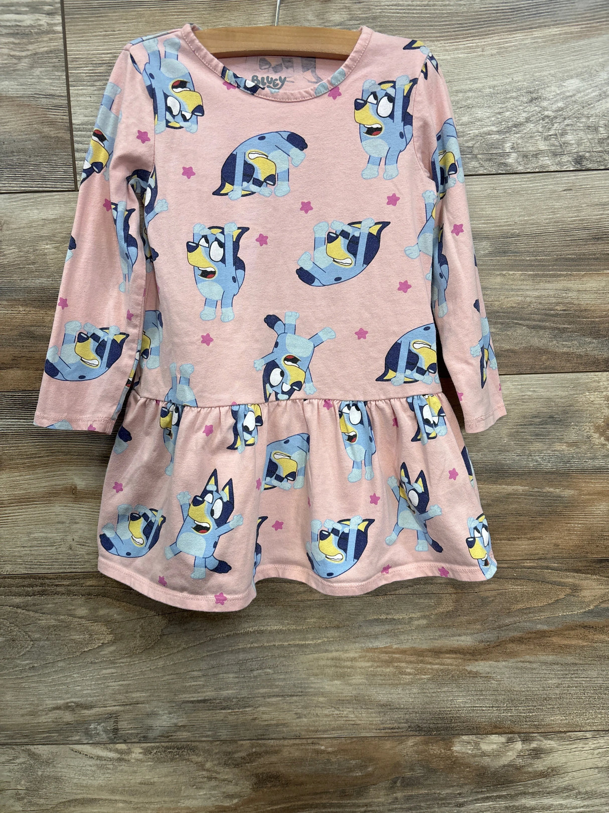 Bluey Long Sleeve Peplum Shirt Dress Pink sz 4T