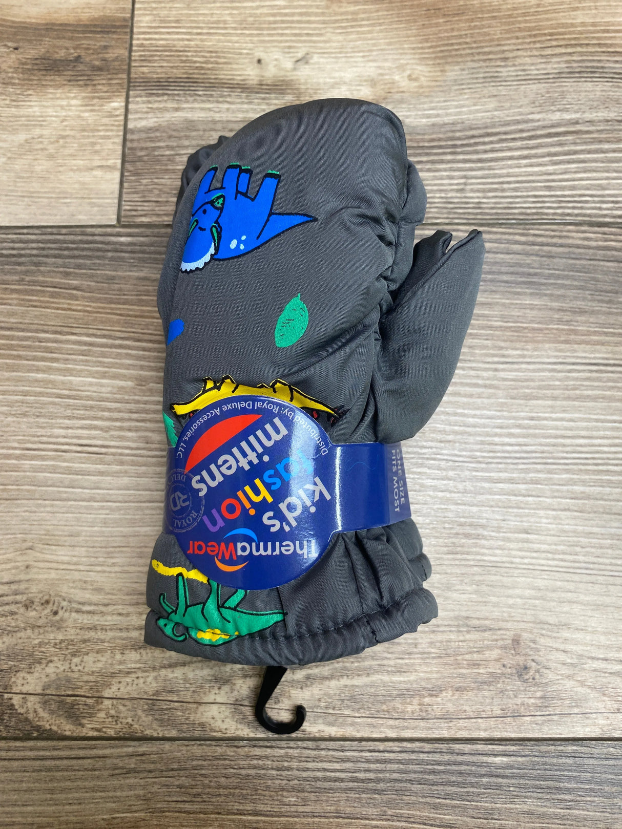 NEW ThermaWear Kid's Ski Dinosaur Charcoal Mittens OSFM (1-3Y)