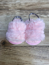 Baby Girls Pink Fuzzy Sling Back Slippers Sz 2c/3c