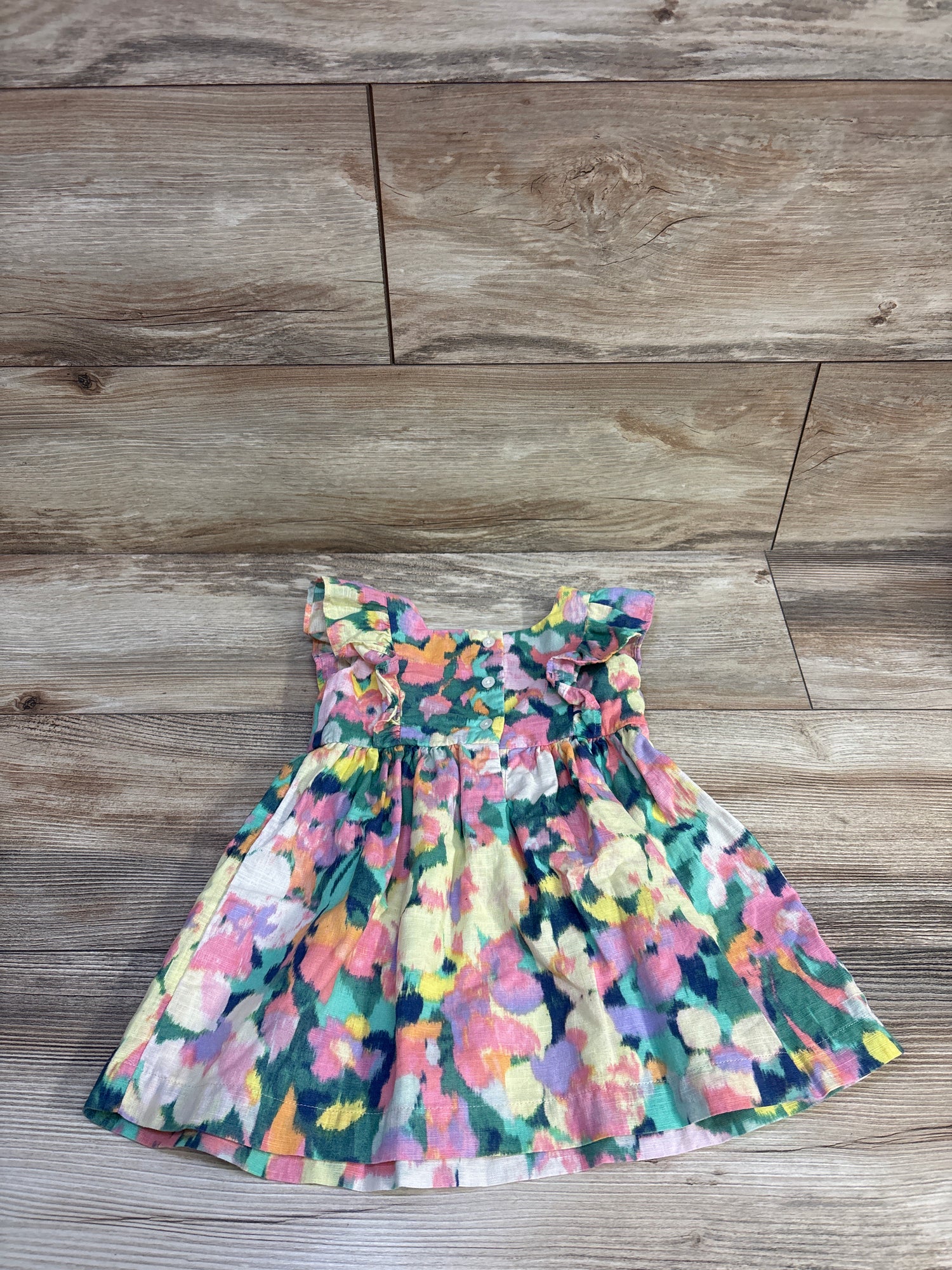 Baby Gap Watercolor Linen Dress Yellow sz 18-24m