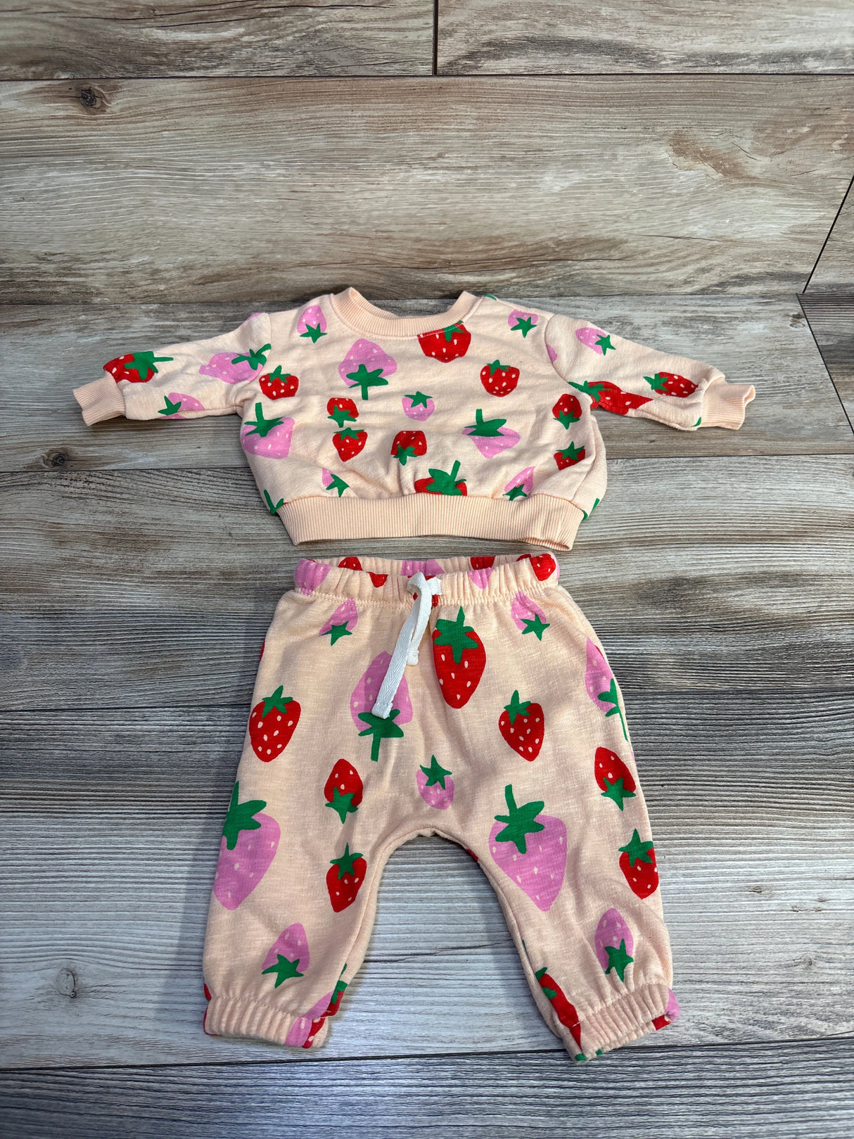 Old Navy 2pc Strawberry Print Sweatshirt Set Orange sz 0-3m