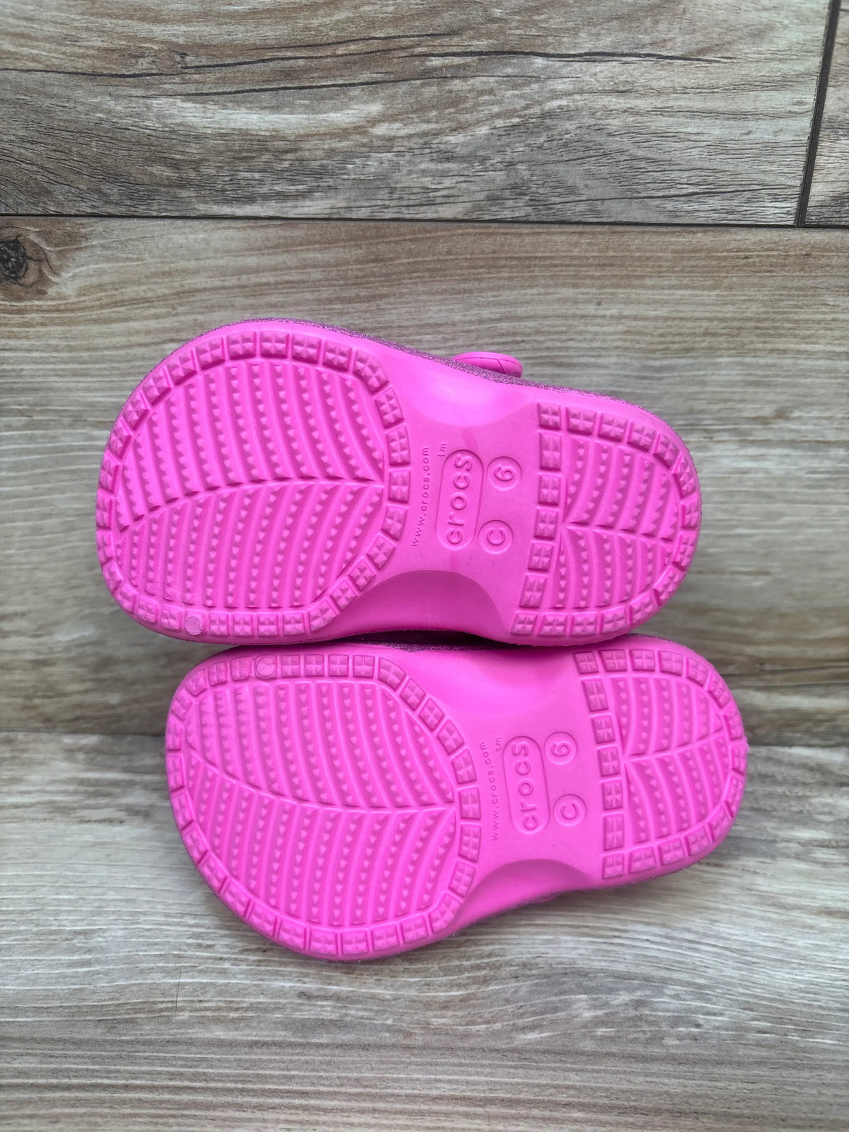 Crocs Classic Lined Clogs Glitter Pink sz 6c