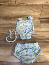 Btween Baby 3pc Bodysuit, Bloomers, & Headband Set Blue sz 18m