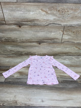Pekkle Ribbed Long Sleeve Floral Shirt Pink sz 4T
