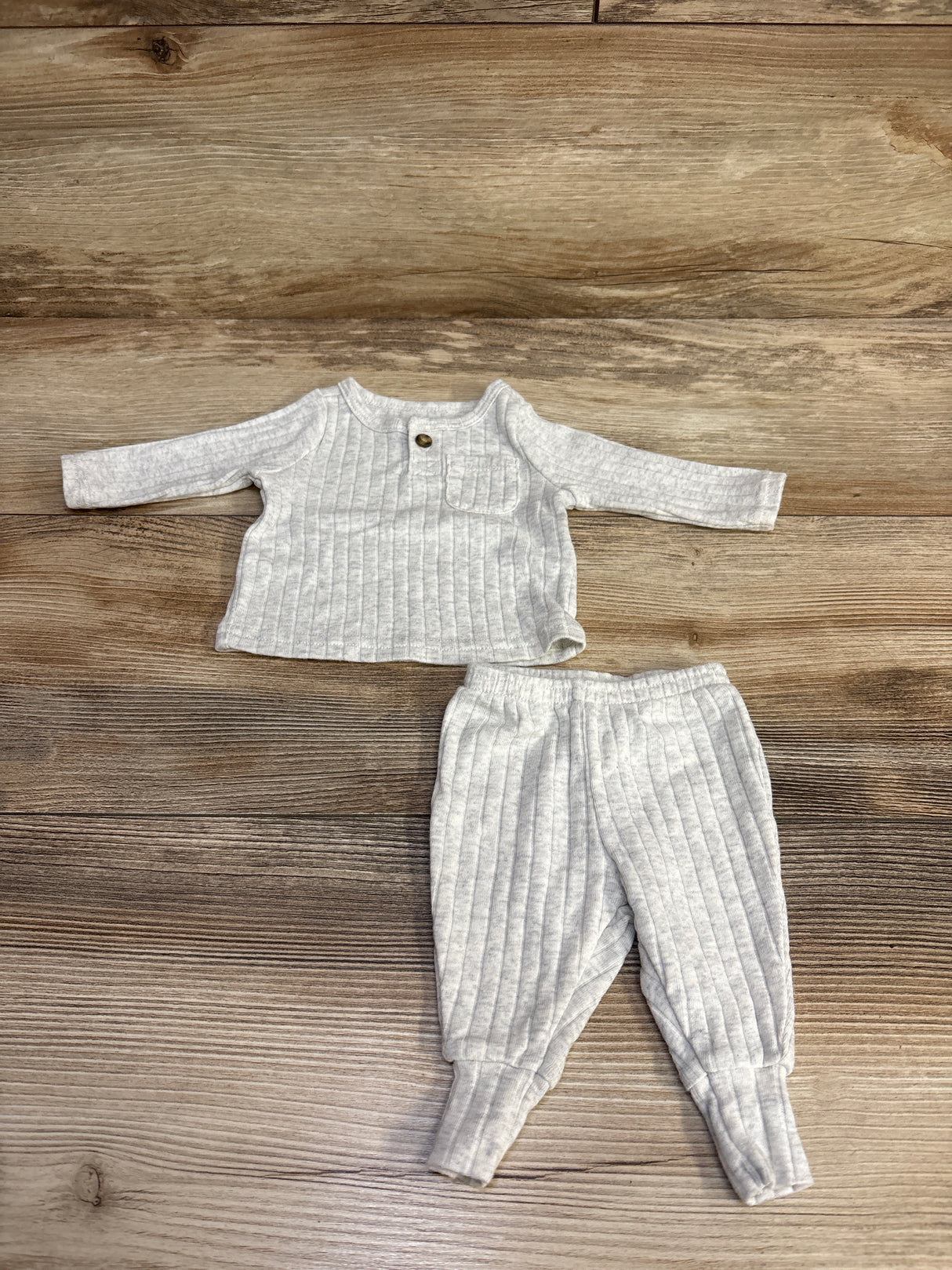 Child Of Mine 2pc Ribbed Pocket Shirt & Pants Set Grey sz Preemie
