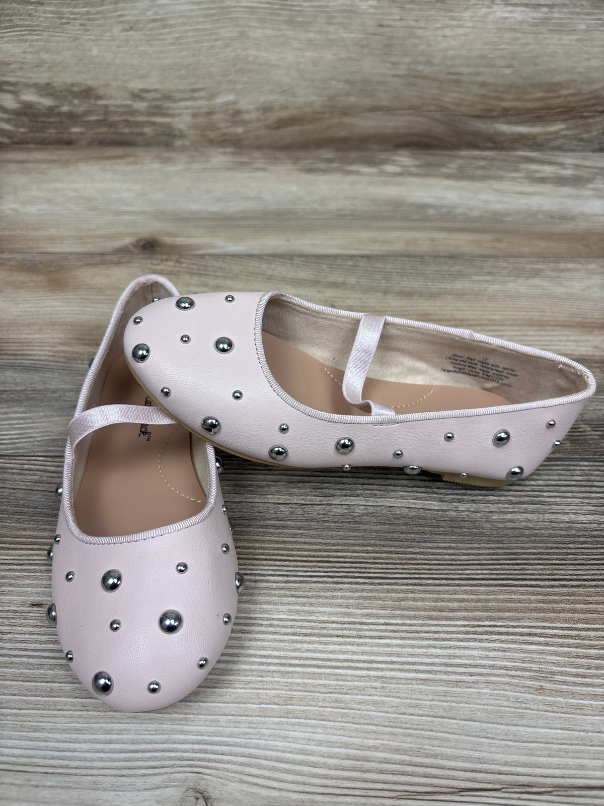 Cat & Jack Heather Studded Ballet Flats Pink sz 12c