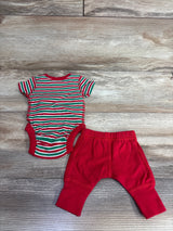 Moon & Back Christmas Striped Bodysuit & Bottoms White sz Preemie