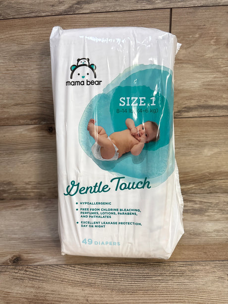 NEW Mama Bear Gentle Touch Diapers, Size 1, 49 Count - Me n Mommy To Be