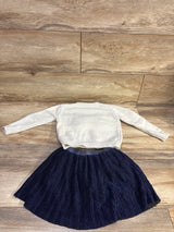 Lands End 2pc Knit Bow Sweater & Skirt Set White sz 3T