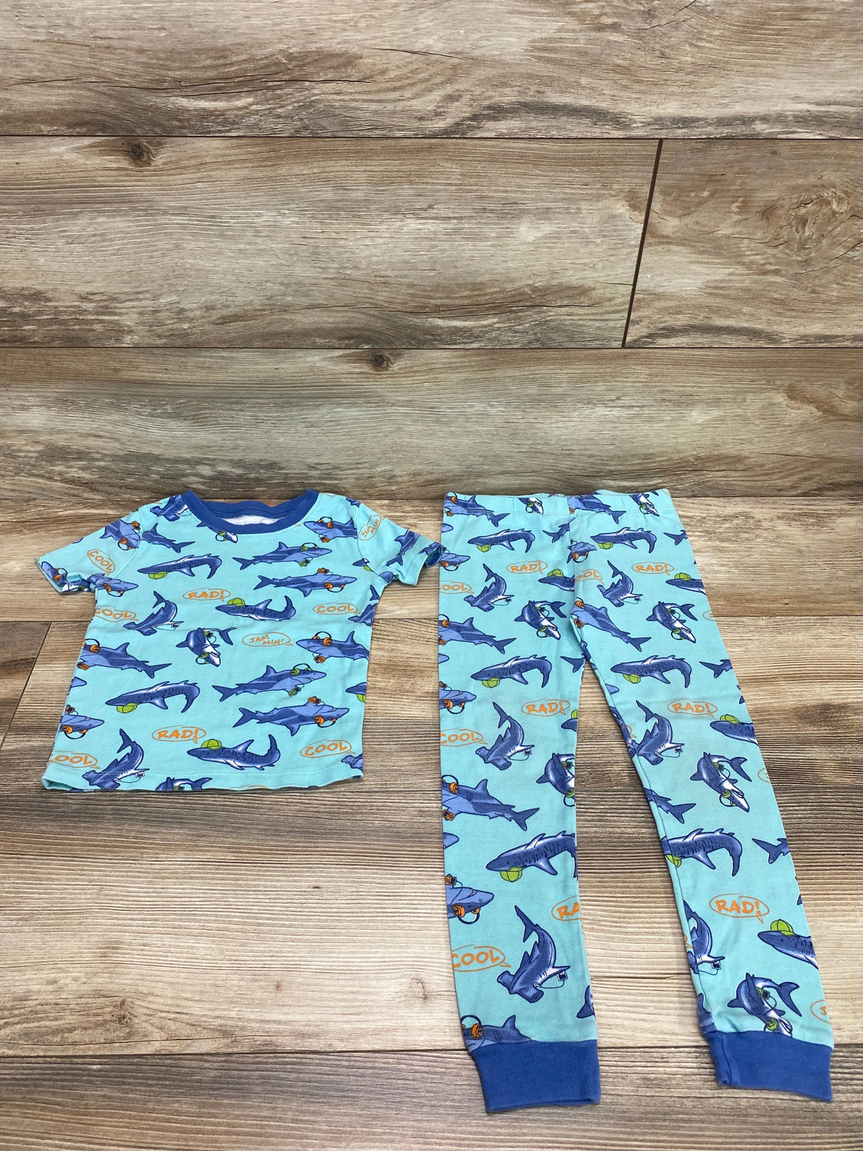 Member's Mark 2pc Shark Pajama Set Blue sz 5T