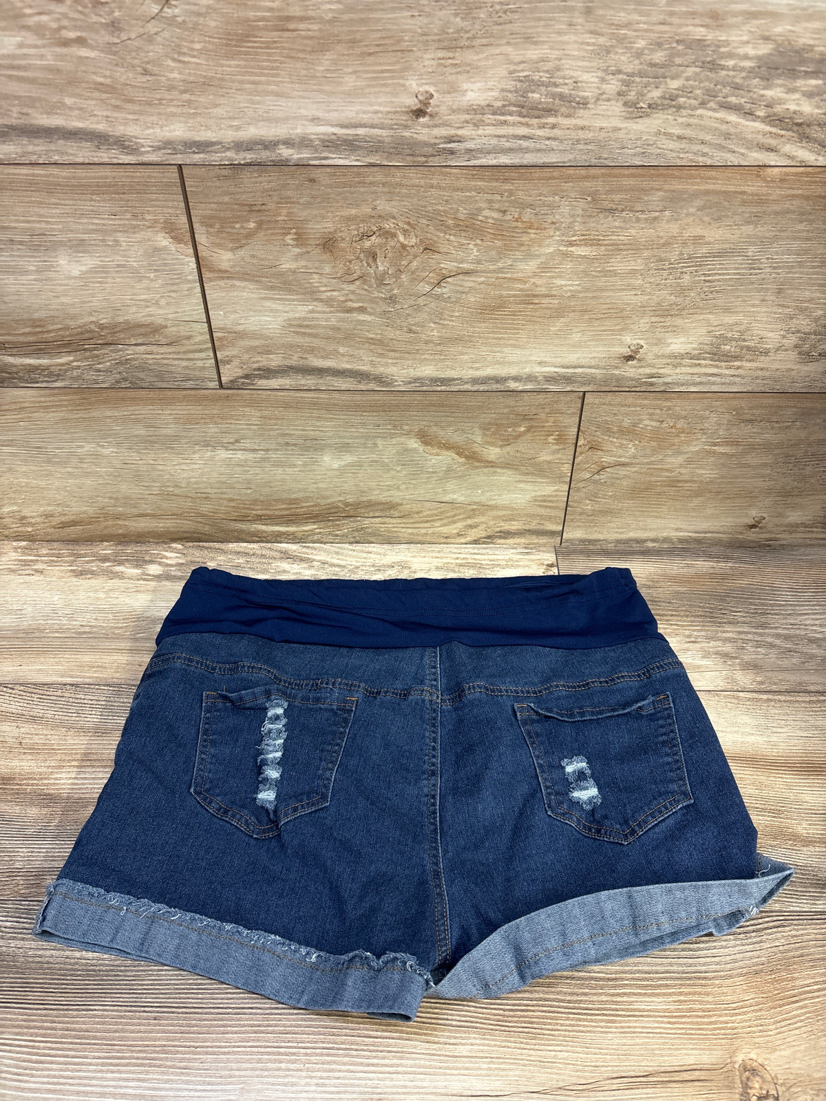 Shein Maternity Full Panel Denim Shorts Blue sz Large