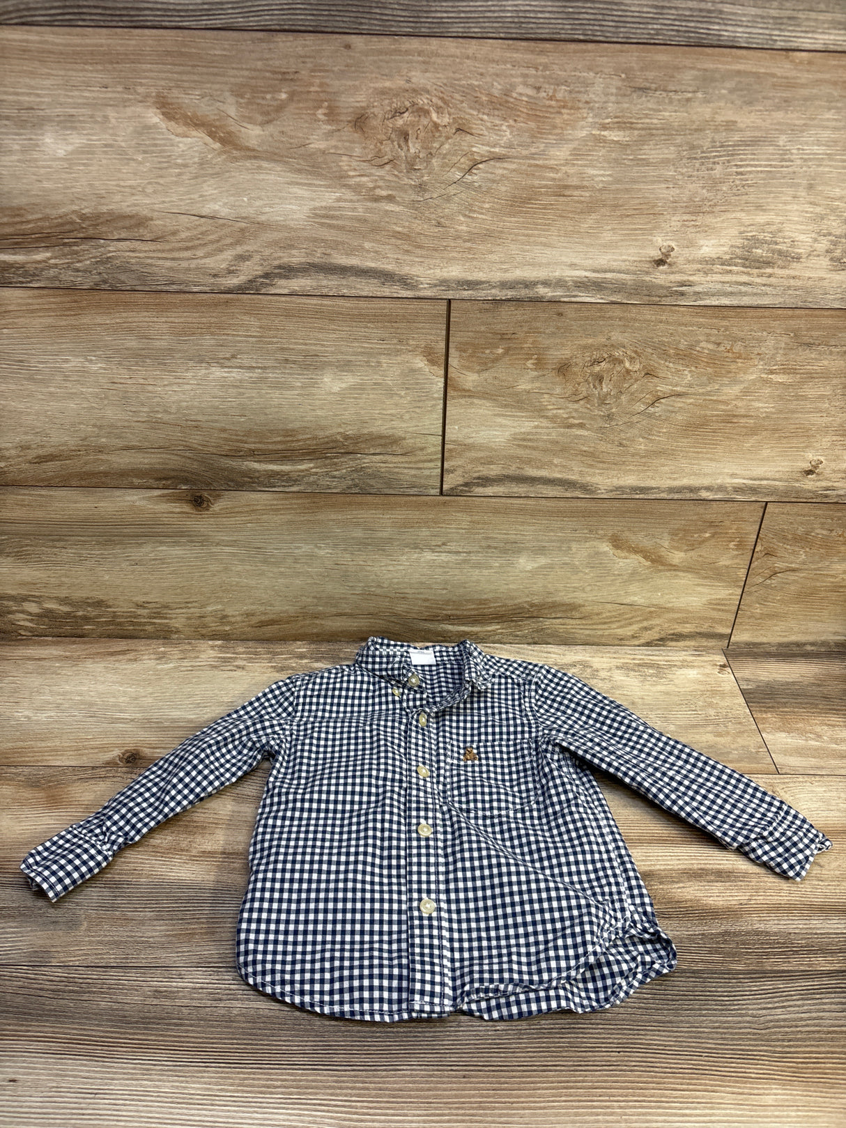 Baby Gap Gingham Long Sleeve Button-Down Shirt Blue sz 2T