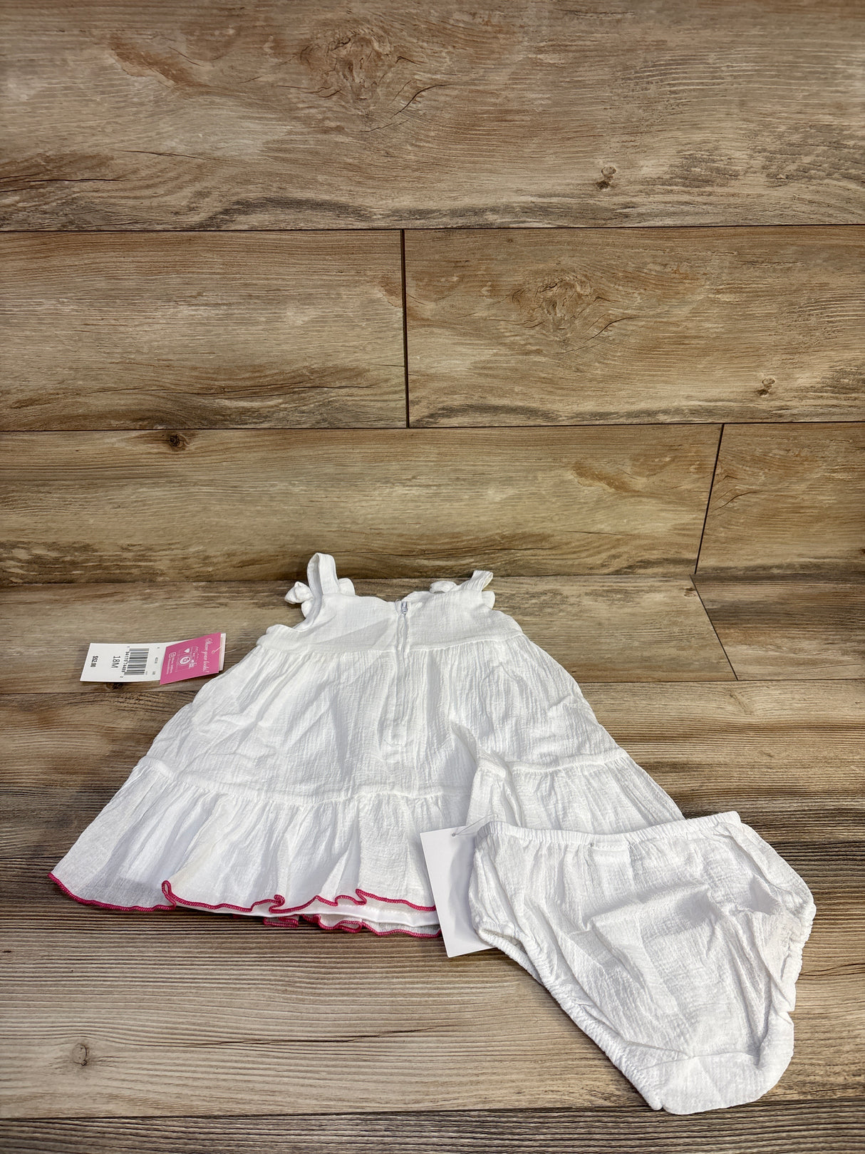 NEW Rare Editions 2pc Embroidered Dress & Bloomers Set White sz 18m