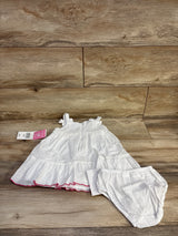 NEW Rare Editions 2pc Embroidered Dress & Bloomers Set White sz 18m