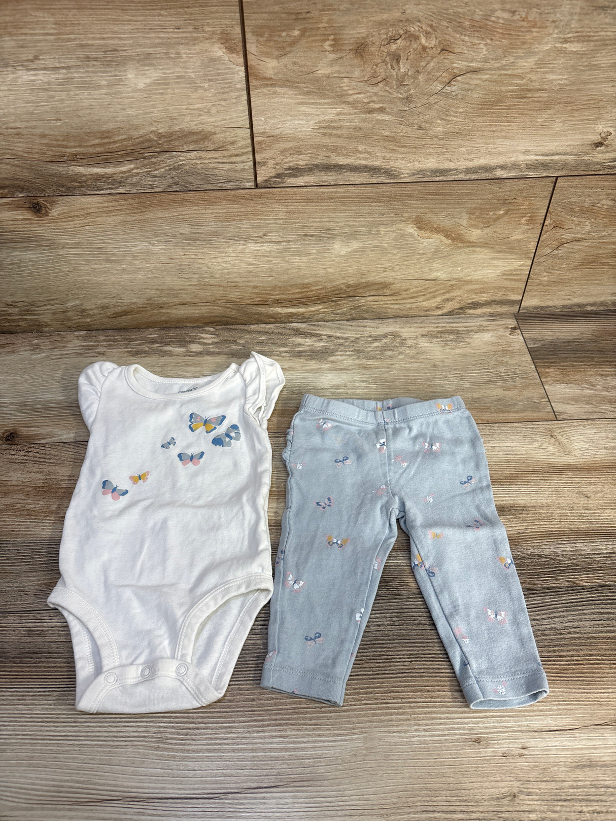 Carter's 2pc Butterfly Bodysuit & Pants Set White sz 6m