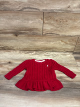Polo Ralph Lauren Cable Knit Peplum Sweater Red sz 9m