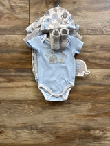 NEW Little Beginnings 5pc Bodysuit, Hat, & Booties Set White sz 3-6m