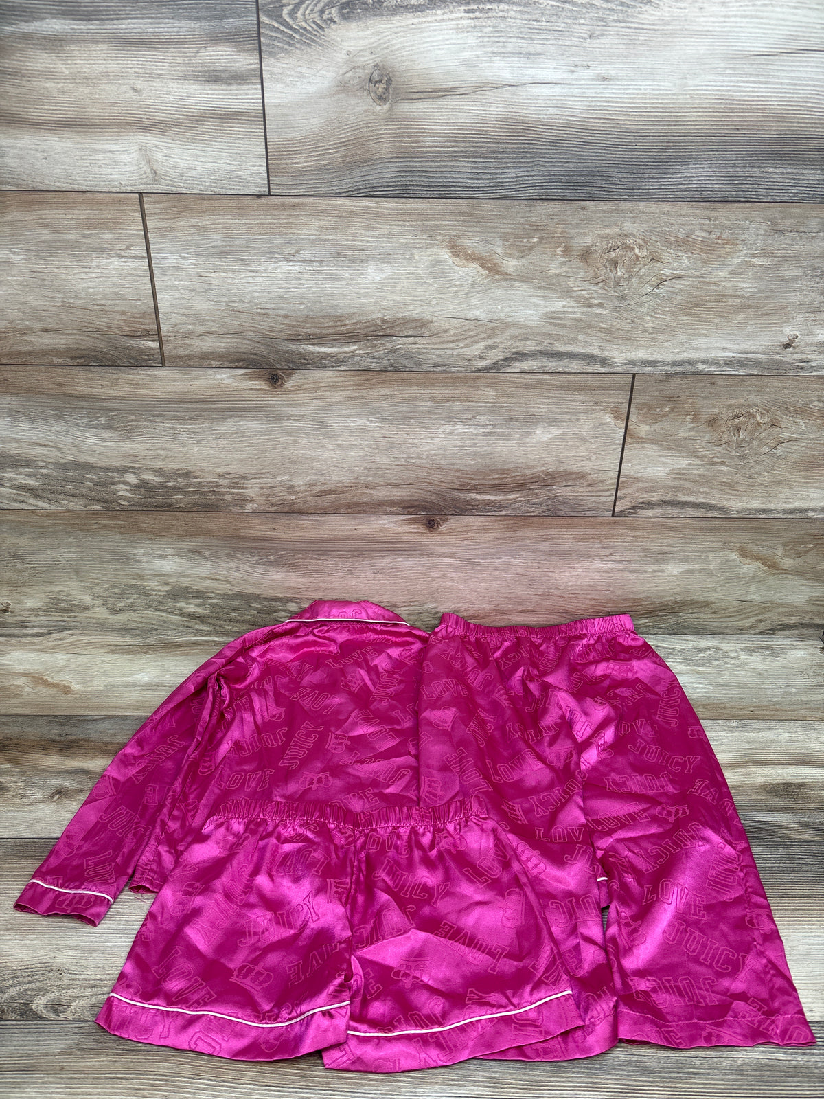 Juicy Couture 3pc Satin Coat Style Pajama Set Pink sz 4/5T