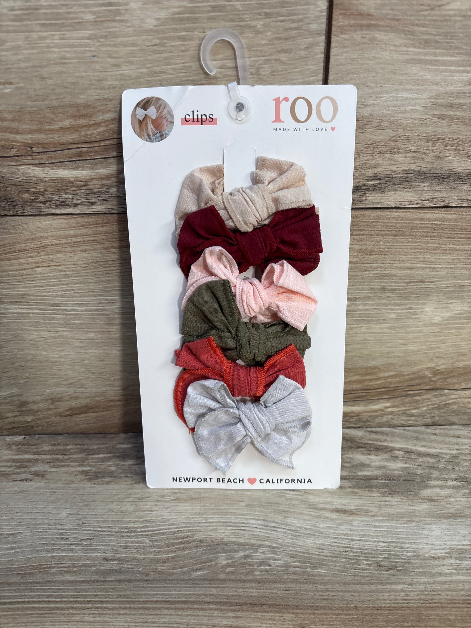 NEW Roo Made With Love 6pk Hair Bow Clips