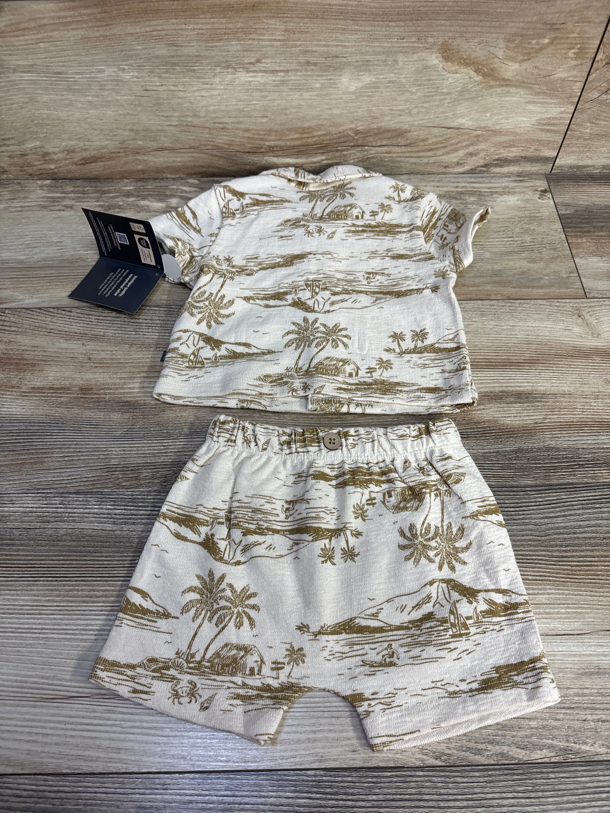 NEW Modern Moments 2Pc Button Down Shirt & Short Set in Kelp sz 6-9m
