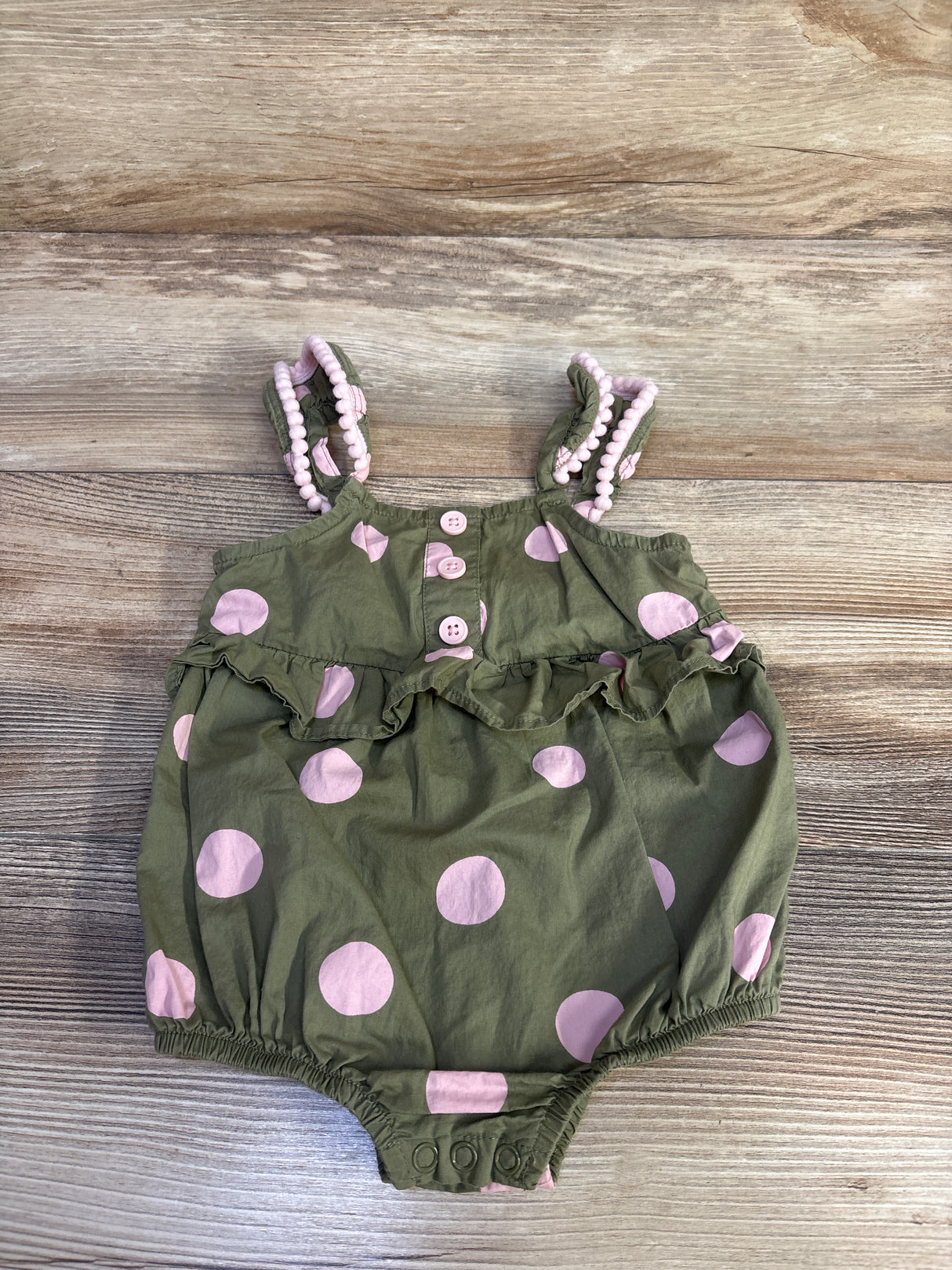 Okie Dokie Polka Dot Bubble Romper Green sz 6m
