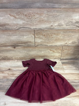 NEW Cat & Jack Sparkle Ribbed Tulle Dress Burgundy sz 3T