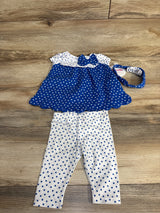 NEW Nannette Kids 2pc Polka Dot Top & Leggings White/Blue sz 6-9m - Me n Mommy To Be