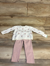 NEW Little Planet Organic 2pc Floral Sweater Set Cream sz 18m