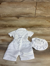 NIUBAO 3pc Christening Outfit with Suspender Shorts White sz 3m