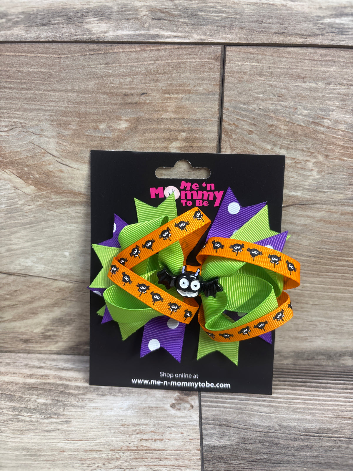 NEW Bat Applique Large Hair Bow Green