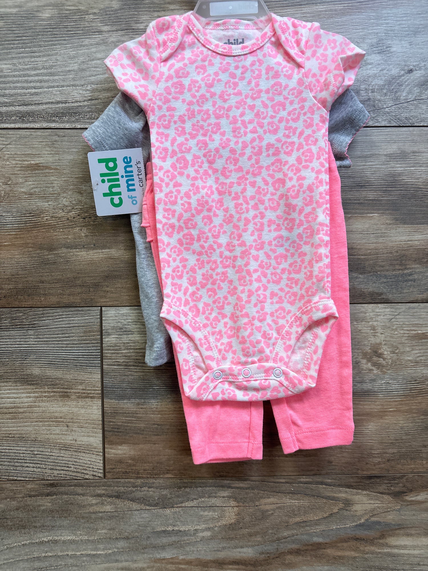 NEW Child Of Mine 3pc Shirt, Bodysuit, & Pants Set Pink sz 0/3m