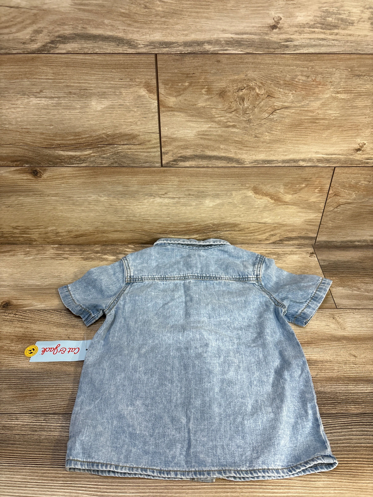 NEW Cat & Jack Denim Button Up Yee Haw Shirt Light Blue sz 4T