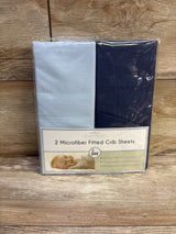 NEW Manhattan Kids 2pk Microfiber Fitted Crib Sheets Blue 28x52''