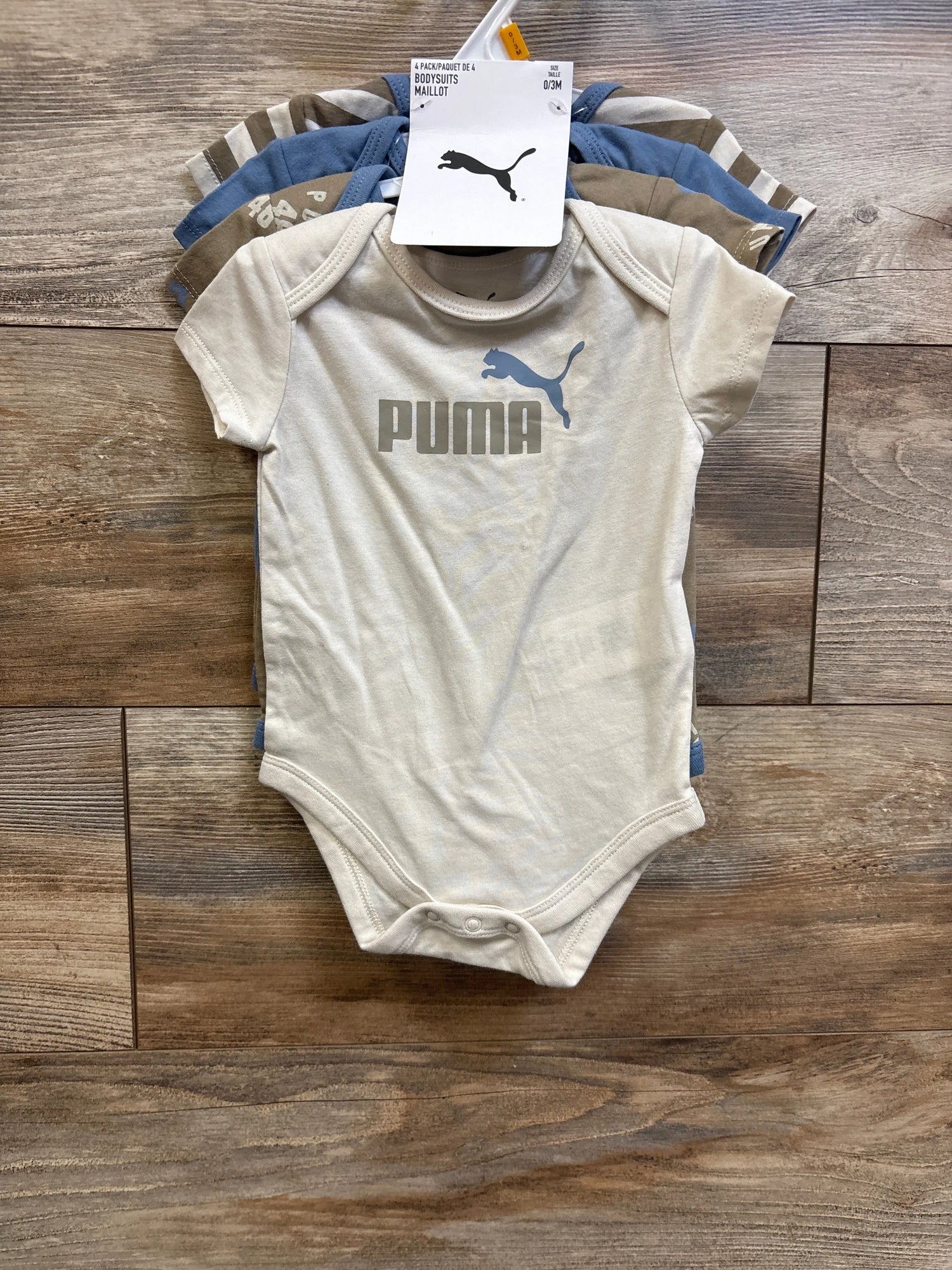 NEW Puma 4pk Bodysuit Set Beige sz 0/3m