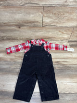 NEW Just One You 2pc Plaid Button Up Flannel & Cord Overalls Red sz 12m