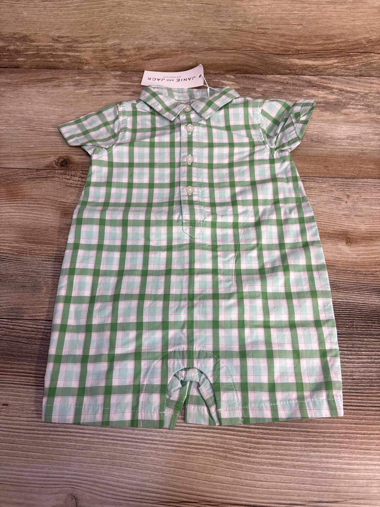 NEW Janie and Jack Plaid Romper Green sz 3-6m - Me n Mommy To Be