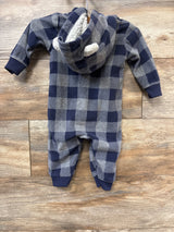 Carter's Plaid Hooded Fleece Coverall Grey sz 6m
