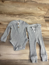 2pc Ribbed Bodysuit & Pants Set Grey sz 6-9m