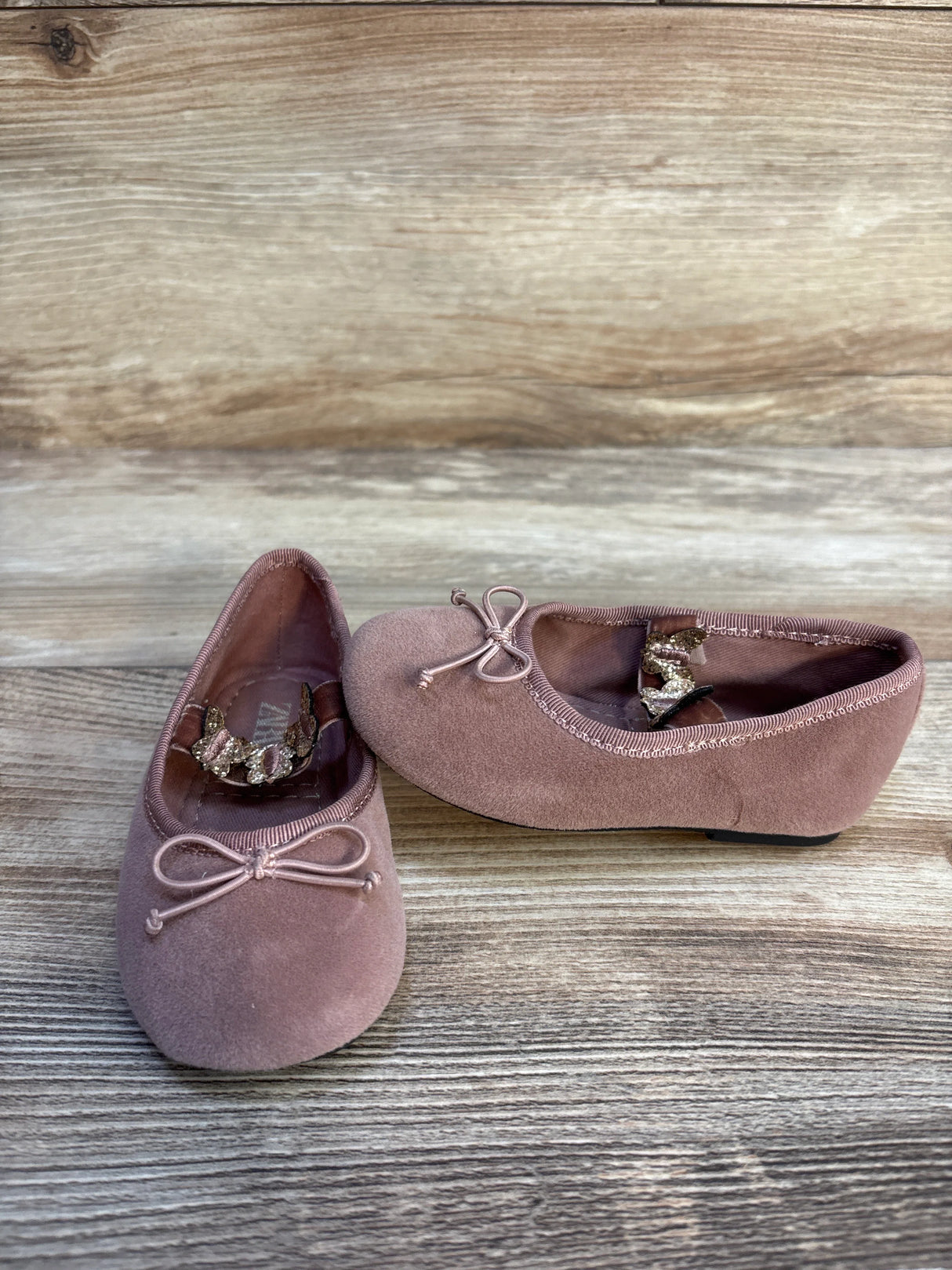 Zara Velvet Butterfly Ballet Flats, Pink sz 5.5c