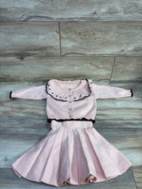 IMEKIS 2pc Knit Button Front Collared Cardigan & Skirt Set Pink sz 18-24m