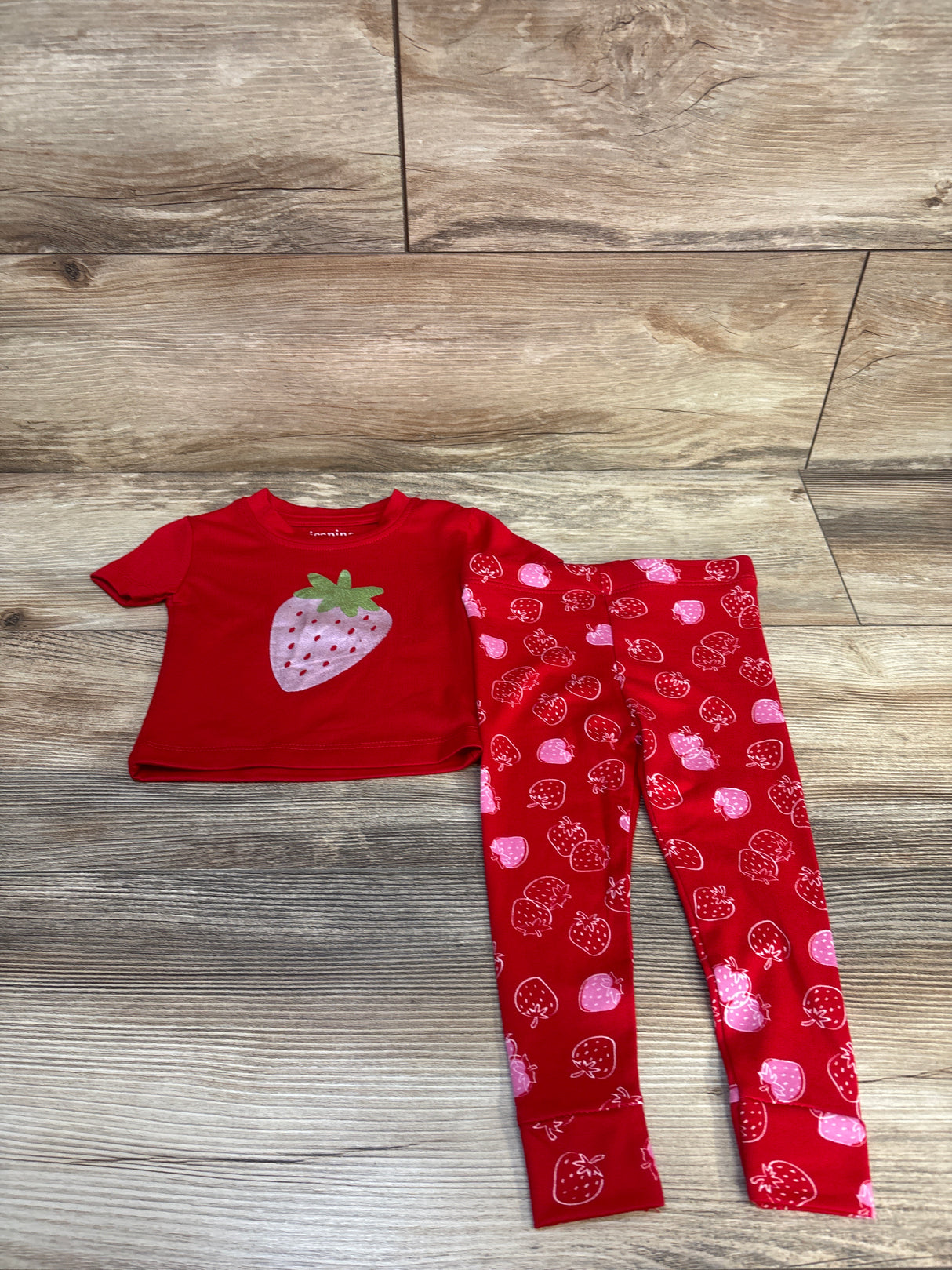 Picapino 2pc Strawberry Pajama Set Red sz 12m