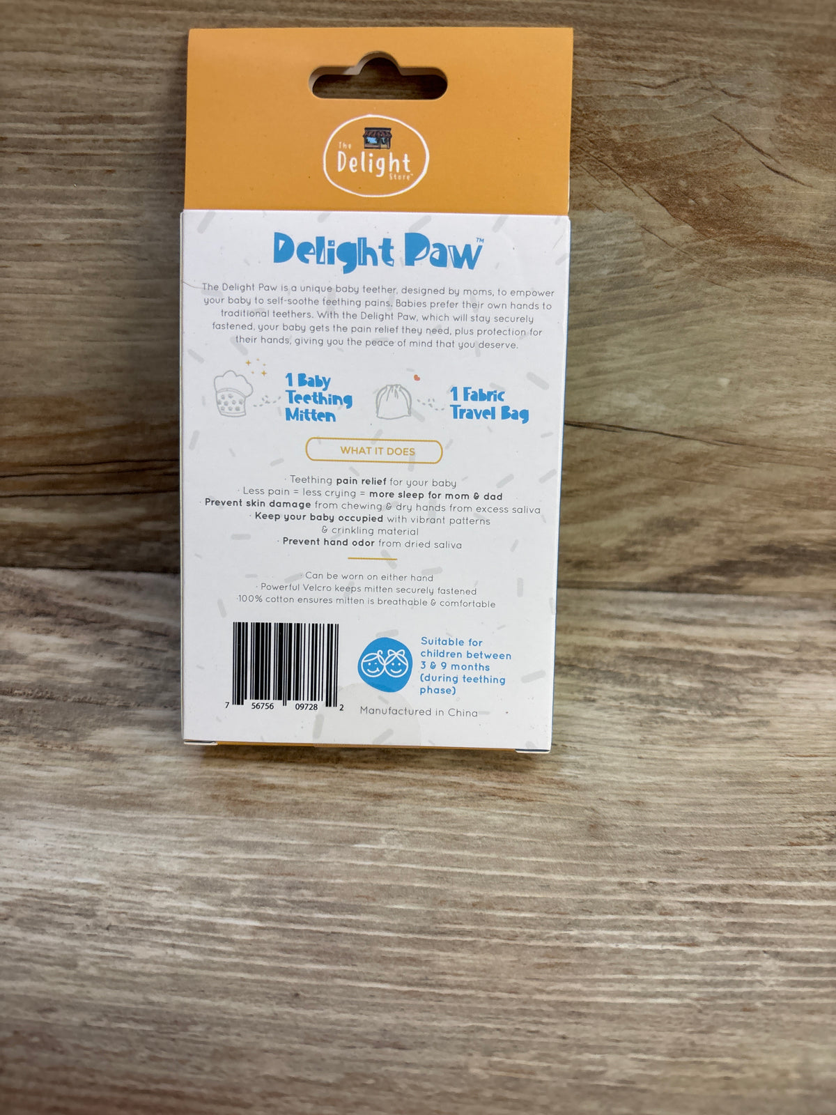 NEW Delight Paw Baby Teething Mittens White/Green sz 3-9m