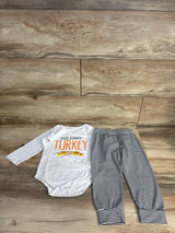 2pc My First Turkey Day Bodysuit Set White sz 12-18m