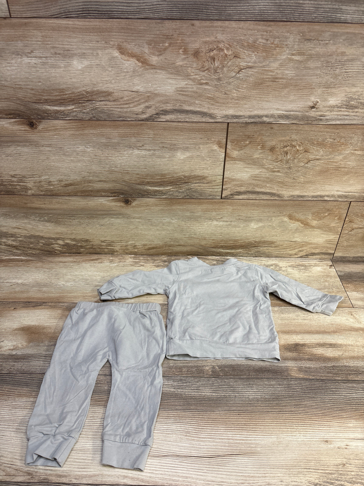 Generic 2pc Long Sleeve Shirt & Pants Set Grey sz 9-12m