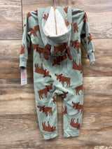 NEW Just One You Christmas Moose Hooded Coverall Sage sz 12m