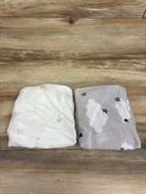 TILLYOU 2pk Baby Bassinet Sheets, Grey/White 33x16''