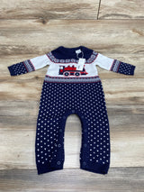 NEW Janie & Jack Baby Train Fair Isle Navy Sweater Romper sz 6-12m